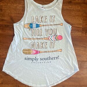 Simply Southern Light Blue Tank with Gold Accents